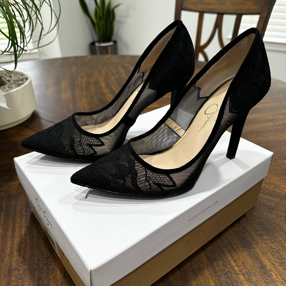 Jessica Simpson Black Lace Heels